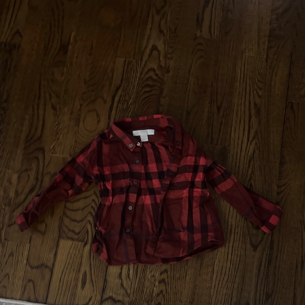 Burberry Kids Red Plaid Button Down Shirt